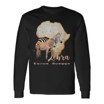 Africa Zebra Safari Savannas Zoo Equus Quagga Souvenir Long Sleeve T-Shirt | Mazezy
