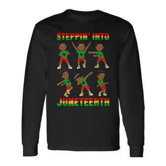 African American Boys Stepping Into Junenth 1865 Long Sleeve T-Shirt | Mazezy