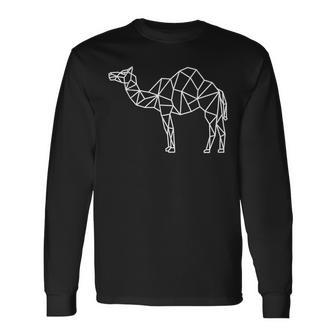 African Camel Safari Low Poly Graphic Long Sleeve T-Shirt | Mazezy
