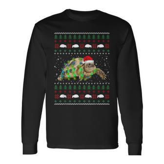 African Sulcata Tortoise Ugly Christmas Sweater Long Sleeve T-Shirt | Mazezy