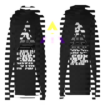 Agender Non Binary Pride Month Error 404 Gender Not Found Long Sleeve T-Shirt | Mazezy