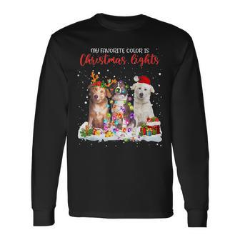Aidi My Favorite Color Is Christmas Lights Xmas Lover Long Sleeve T-Shirt | Mazezy