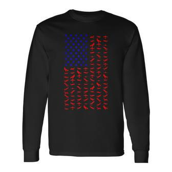 Airplane Us Flag American Independence Day 4Th Of July Long Sleeve T-Shirt T-Shirt | Mazezy