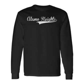 Alamo Heights Baseball Vintage Retro Font Long Sleeve T-Shirt | Mazezy