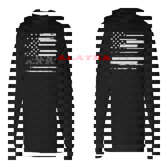 Alaska American Flag Alatna Usa Patriotic Souvenir Long Sleeve T-Shirt | Mazezy