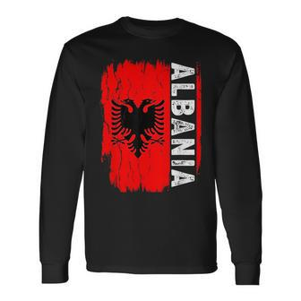 Albania Flag Albanian Sports Vintage Albania Long Sleeve T-Shirt - Seseable