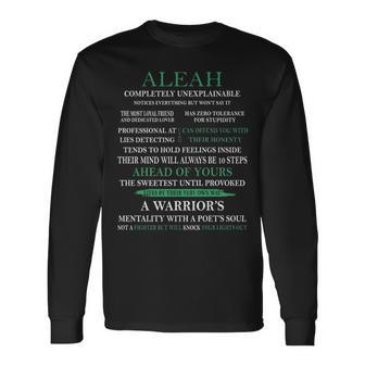 Aleah Name Aleah Completely Unexplainable Long Sleeve T-Shirt - Seseable
