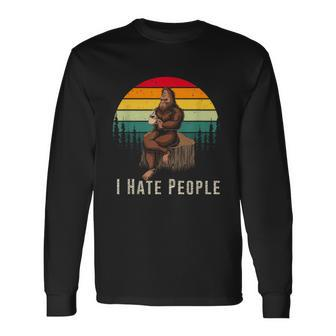 Alien And Bigfoot I Hate People Sasquatch Long Sleeve T-Shirt | Mazezy