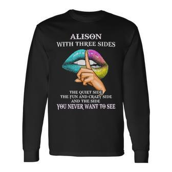 Alison Name Alison With Three Sides Long Sleeve T-Shirt - Seseable