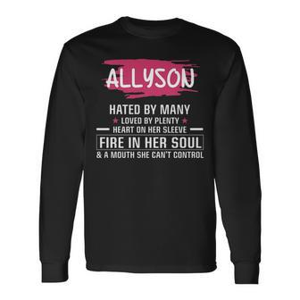 Allyson Name Allyson Hated By Many Loved By Plenty Heart Her Sleeve V2 Long Sleeve T-Shirt - Seseable