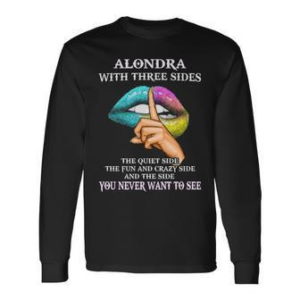 Alondra Name Alondra With Three Sides Long Sleeve T-Shirt - Seseable
