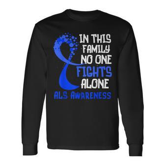 Als Awareness Blue Ribbon Family Fighter Hope Long Sleeve T-Shirt - Seseable