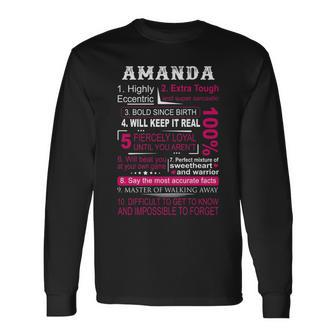 Amanda Name 100 Amanda Long Sleeve T-Shirt - Seseable