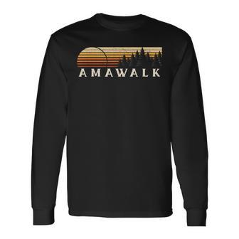 Amawalk Ny Vintage Evergreen Sunset Eighties Retro Long Sleeve T-Shirt | Mazezy