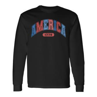 America 4Th Of July Retro Usa Memorial Day America Baseball Long Sleeve T-Shirt T-Shirt | Mazezy