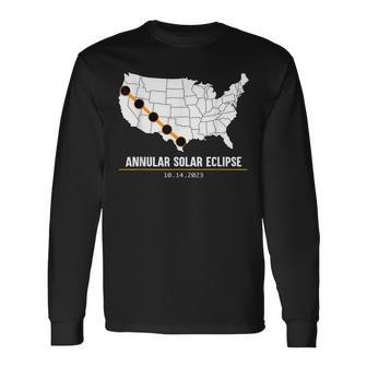 America Annular Solar Eclipse Map Usa 2023 State Event Long Sleeve T-Shirt - Monsterry AU