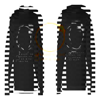 America Eclipse Checklist 40824 Total Solar Eclipse 2024 Long Sleeve T-Shirt | Mazezy