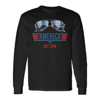 America Est 1776 Usa 4Th Of July Patriotic Sunglasses Long Sleeve T-Shirt T-Shirt | Mazezy