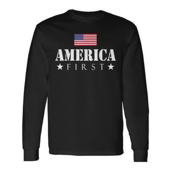 America First Trump 2024 America First 4Th July Day Long Sleeve T-Shirt - Thegiftio UK