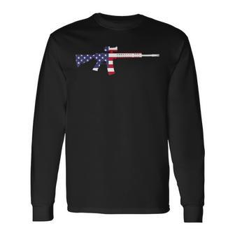 America Rifle Murica Libertarian Conservative Gun Usa Flag Gun Long Sleeve T-Shirt T-Shirt | Mazezy UK