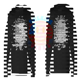 America Vibes Happy Face Smile American Flag 4Th Of July Long Sleeve T-Shirt | Mazezy