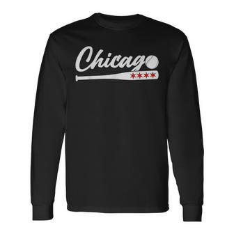 American Chicago Baseball Bat Chicago Lover Baseball Long Sleeve T-Shirt T-Shirt | Mazezy DE