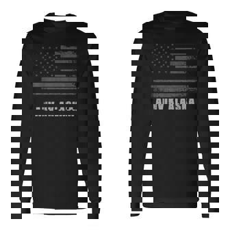 American Flag Anvik Alaska Usa Patriotic Souvenir Long Sleeve T-Shirt | Mazezy