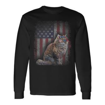 American Flag Best Ragamuffin Dad Ever Cat Dad Long Sleeve T-Shirt | Mazezy