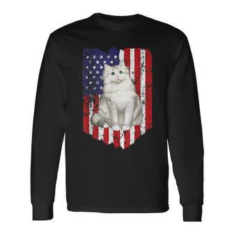American Flag Ragamuffin 4Th Of July Cat Long Sleeve T-Shirt | Mazezy