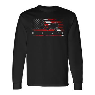 American Flag Scuba Diving Apparel Scuba Diving Long Sleeve T-Shirt T-Shirt | Mazezy