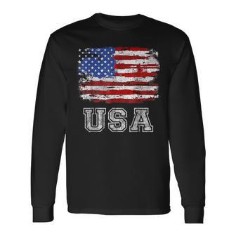 American Flag Usa United States Of America Us 4Th Of July Usa Long Sleeve T-Shirt T-Shirt | Mazezy