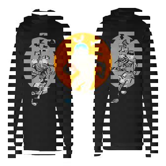 American Football Skeleton Halloween Boys Football Fan Long Sleeve T-Shirt - Seseable