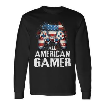 All American Gamer 4Th Of July Video Games Boys Ns Games Long Sleeve T-Shirt T-Shirt | Mazezy