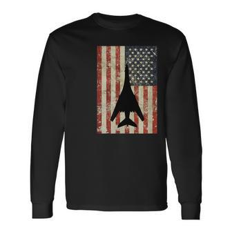 American Usa Flag B-1 Lancer Bomber Army Military Pilot Long Sleeve T-Shirt | Mazezy DE