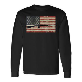 American Usa Flag M14 Gun Rifle 762 Army Military Firearm Long Sleeve T-Shirt T-Shirt | Mazezy