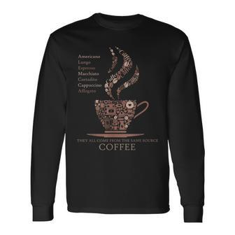 Americano LungoEspresso Macchiato Cortadito Cappuccino Long Sleeve T-Shirt | Mazezy