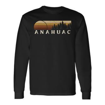 Anahuac Tx Vintage Evergreen Sunset Eighties Retro Long Sleeve T-Shirt | Mazezy