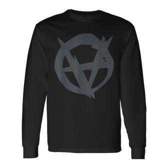 Anarchy In Distress Upside Down Anarchy Long Sleeve T-Shirt | Mazezy