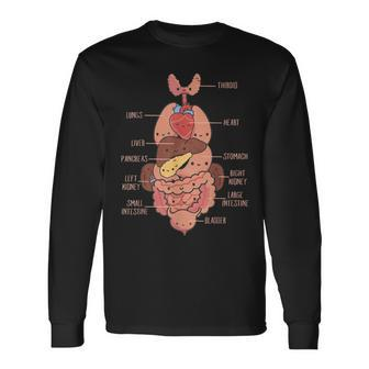 Anatomy Human Torso Cute Heart Lungs Organs Medical Graphic Long Sleeve T-Shirt - Seseable