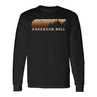 Anderson Mill Ga Vintage Evergreen Sunset Eighties Retro Long Sleeve T-Shirt | Mazezy