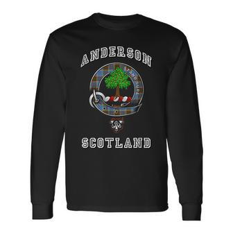 Anderson Tartan Clan Badge Athletic Style Anderson Long Sleeve T-Shirt | Mazezy