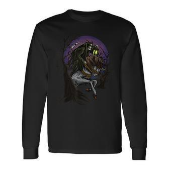 Angel Of Death Grim Reaper Scary Halloween Horror Graphic Scary Halloween Long Sleeve T-Shirt | Mazezy