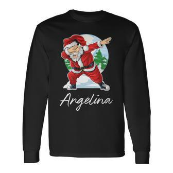 Angelina Name Santa Angelina Long Sleeve T-Shirt - Seseable