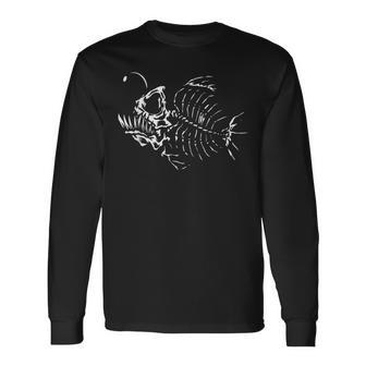 Angle Fish Skeleton Halloween Costume Scary Deep Sea Animal Long Sleeve T-Shirt | Seseable UK