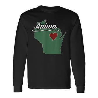 Aniwa Wisconsin Wi Usa City State Souvenir Long Sleeve T-Shirt | Mazezy