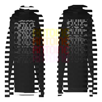 Antoine Retro Wordmark Pattern Vintage Style Long Sleeve T-Shirt | Mazezy