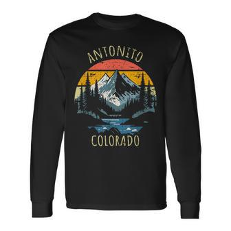 Antonito Colorado Usa Retro Mountain Vintage Style Long Sleeve T-Shirt | Mazezy