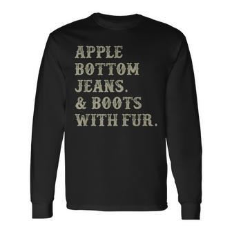 Apple Bottom Jeans And Boots With Fur Long Sleeve T-Shirt - Seseable
