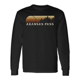 Aransas Pass Tx Vintage Evergreen Sunset Eighties Retro Long Sleeve T-Shirt | Mazezy