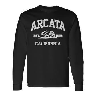 Arcata California Ca Vintage State Athletic Style Long Sleeve T-Shirt | Mazezy